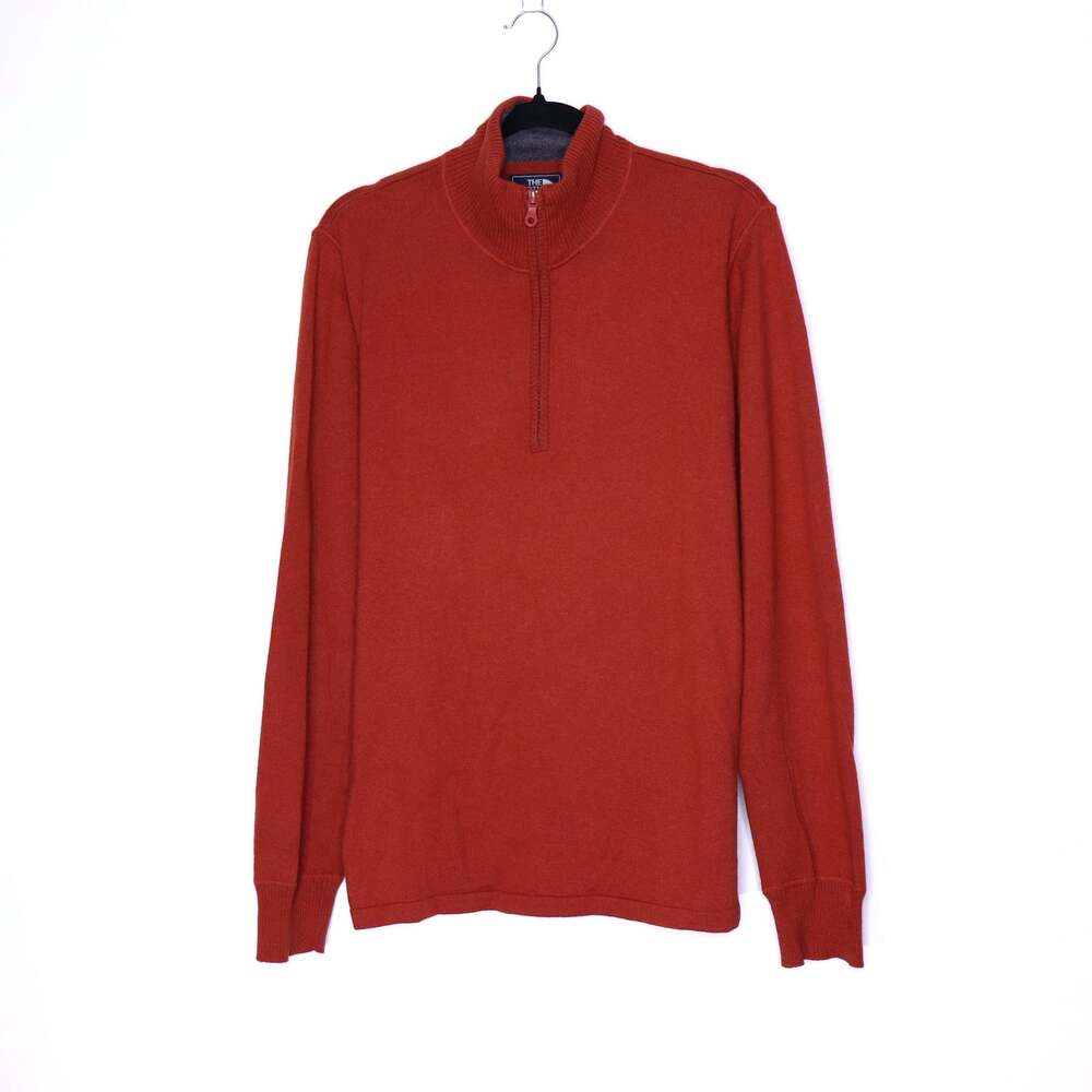 THE NORTH FACE All-Mountain 1/4 Zip Wool Sweater Pullover Red Orange Men's M